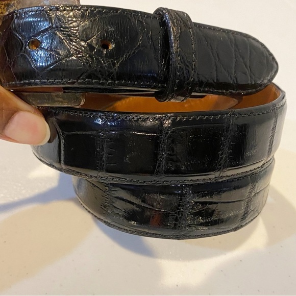 FLEMING OF BUCKHEAD Genuine Alligator Leather Belt Black 43 - Picture 7 of 14